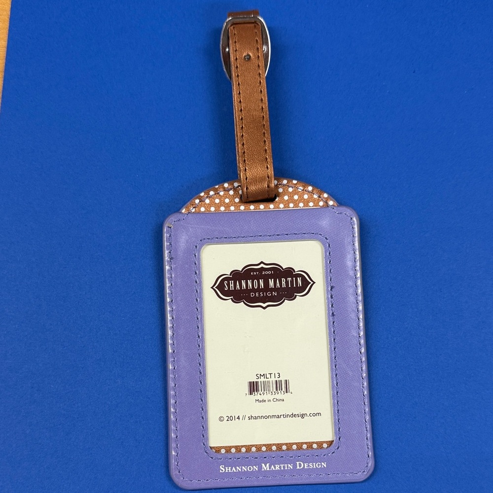 Purple Paris Quote Luggage Tag with Brown Strap - Picture 2 of 2